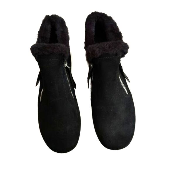 Madden Girl Prevale Hidden Wedge Faux Fur Suede Zip Sneakers Wedge 8 Sneakers - Picture 3 of 6